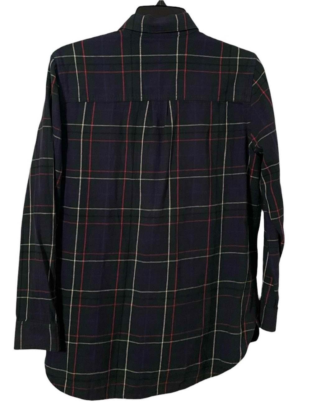Madewell‎ Women's Navy Green Red Plaid Striped Button Down Shirt Top Size S - Picture 6 of 6